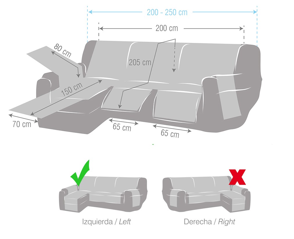 Funda acolchada antideslizante Modelo Montblanc para Chaise Longue Relax