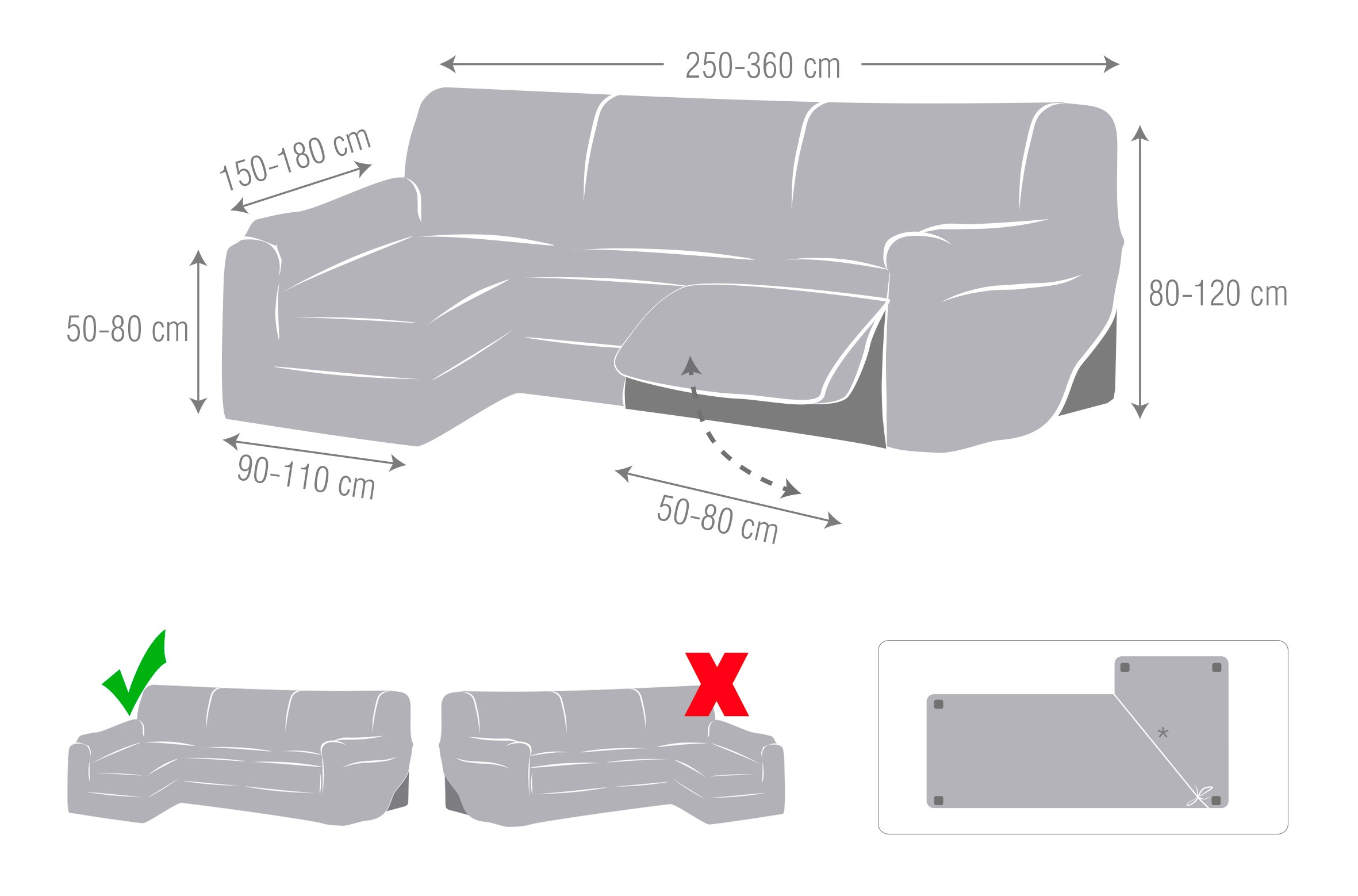 Funda superelástoca para chaise longue relax modelo Jaz