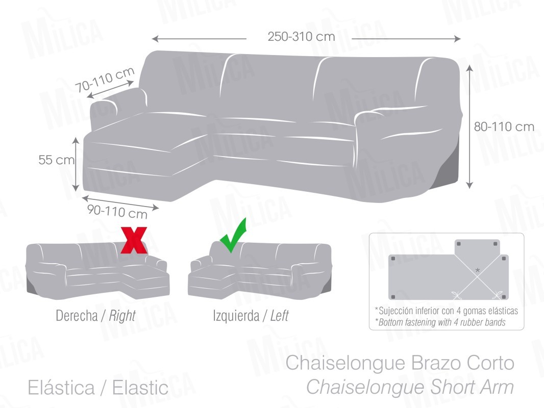Funda para chaise longue bielástica modelo Bronx