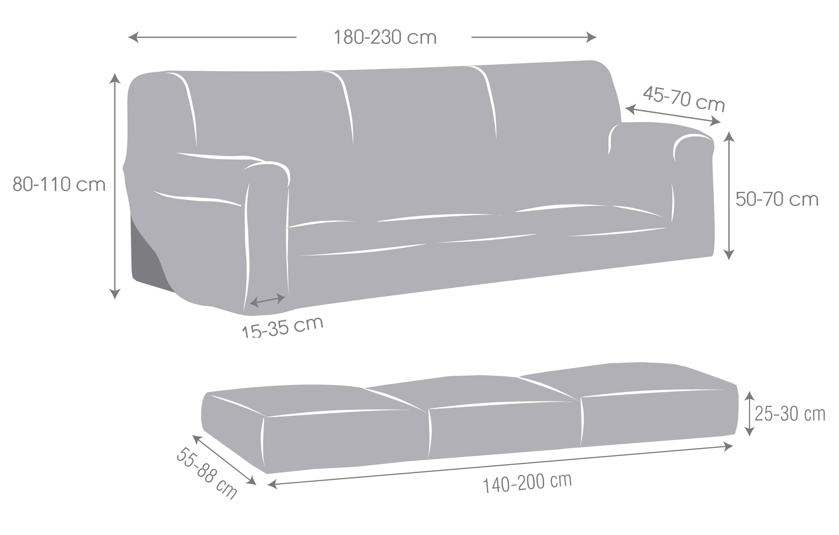 Funda bielástica 2 piezas para sofá modelo Dorian