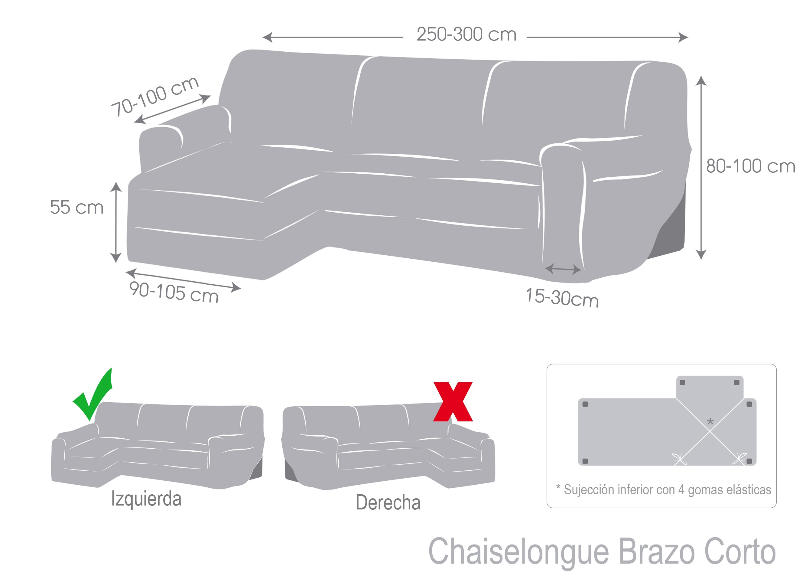 Funda elástica para chaise longue modelo Arion
