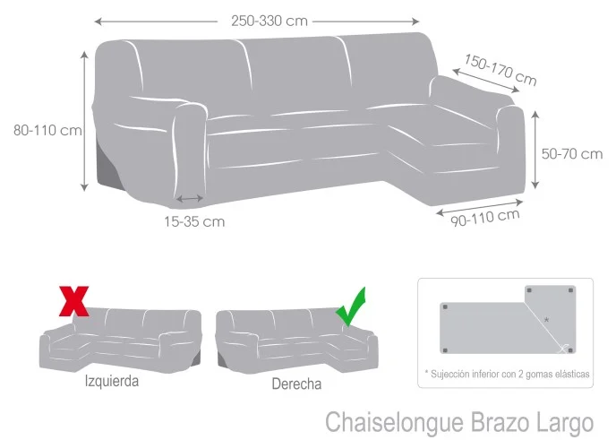 Funda para chaise longue bielástica modelo Candy