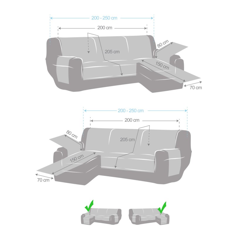 Cubre acolchado para chaise longue Noruega | Antideslizante y reversible Cubre acolchado para chaise longue Noruega | Antideslizante y reversible