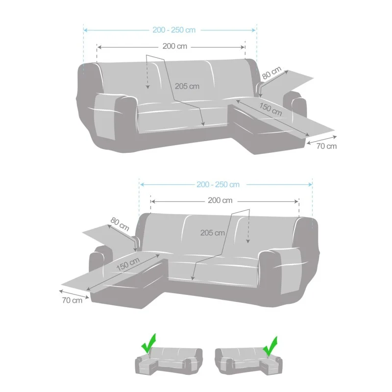 Cubre acolchado para chaise longue Noruega | Antideslizante y reversible Cubre acolchado para chaise longue Noruega | Antideslizante y reversible