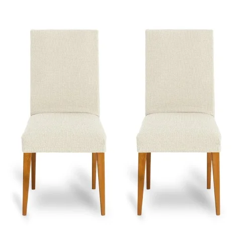 Pack dos fundas bielásticas con respaldo para silla modelo Dorian – Renovación y Estilo