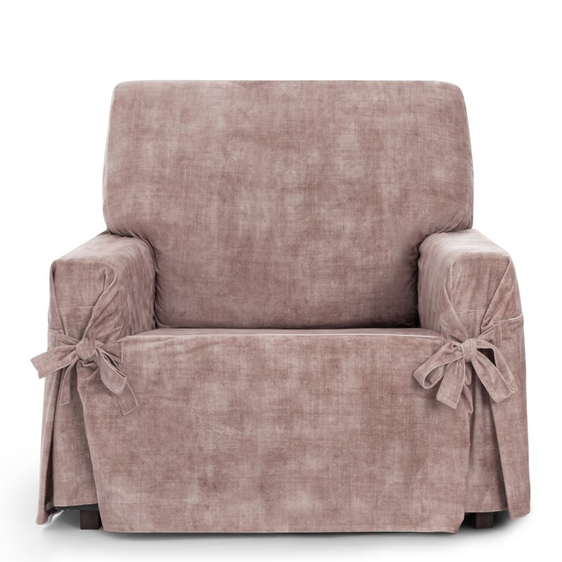 Funda de Sillón Turín con lazos | Velvet elegante | Ajuste seguro | Decoración clásica | Lavable a máquina Funda de Sillón Turín con lazos | Velvet elegante | Ajuste seguro | Decoración clásica | Lavable a máquina