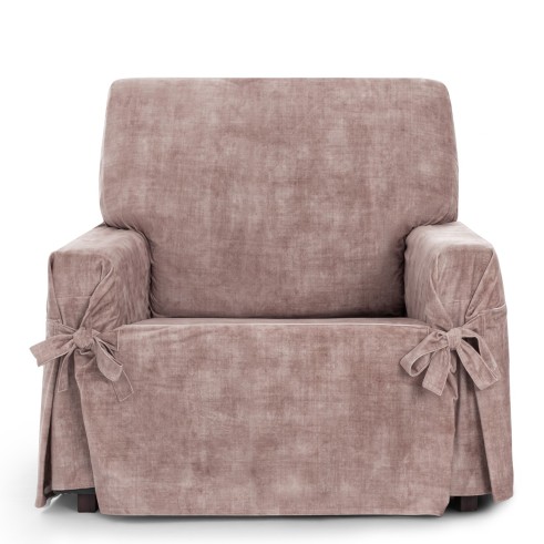 Funda de Sillón Turín con lazos | Velvet elegante | Ajuste seguro | Decoración clásica | Lavable a máquina