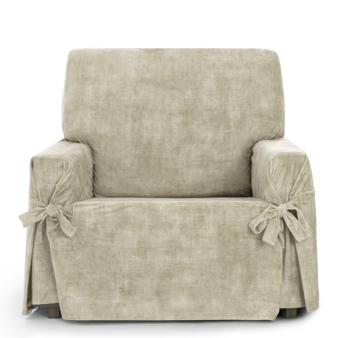 Funda de Sillón Turín con lazos | Velvet elegante | Ajuste seguro | Decoración clásica | Lavable a máquina