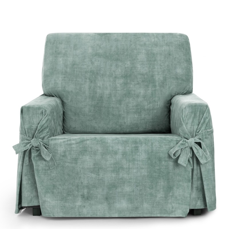 Funda de Sillón Turín con lazos | Velvet elegante | Ajuste seguro | Decoración clásica | Lavable a máquina Funda de Sillón Turín con lazos | Velvet elegante | Ajuste seguro | Decoración clásica | Lavable a máquina