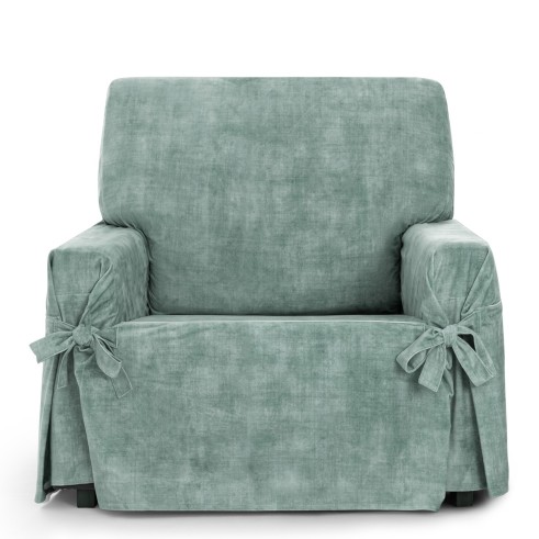 Funda de Sillón Turín con lazos | Velvet elegante | Ajuste seguro | Decoración clásica | Lavable a máquina