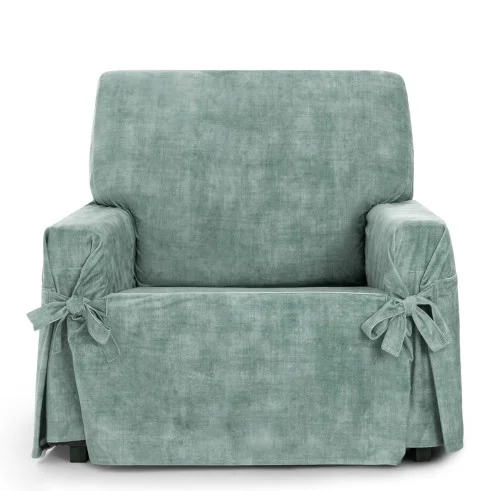 Funda de Sillón Turín con lazos | Velvet elegante | Ajuste seguro | Decoración clásica | Lavable a máquina