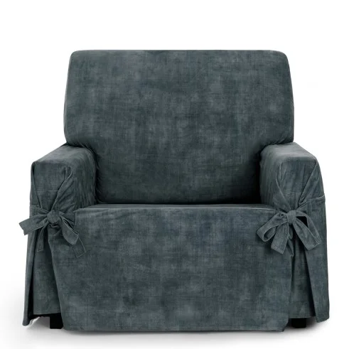 Funda de Sillón Turín con lazos | Velvet elegante | Ajuste seguro | Decoración clásica | Lavable a máquina