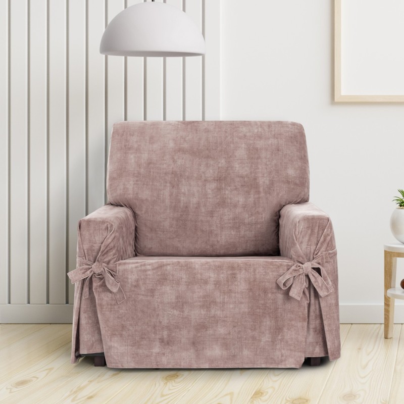 Funda de Sillón Turín con lazos | Velvet elegante | Ajuste seguro | Decoración clásica | Lavable a máquina Funda de Sillón Turín con lazos | Velvet elegante | Ajuste seguro | Decoración clásica | Lavable a máquina