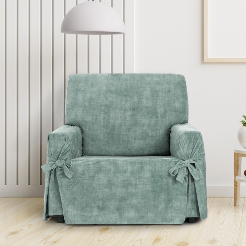 Funda de Sillón Turín con lazos | Velvet elegante | Ajuste seguro | Decoración clásica | Lavable a máquina Funda de Sillón Turín con lazos | Velvet elegante | Ajuste seguro | Decoración clásica | Lavable a máquina