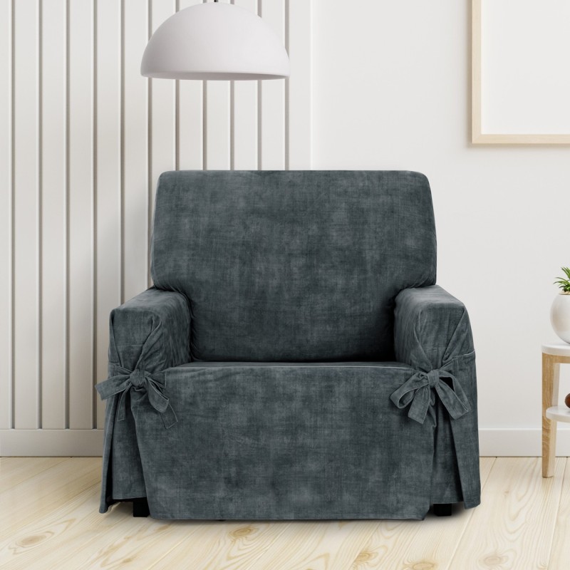Funda de Sillón Turín con lazos | Velvet elegante | Ajuste seguro | Decoración clásica | Lavable a máquina Funda de Sillón Turín con lazos | Velvet elegante | Ajuste seguro | Decoración clásica | Lavable a máquina