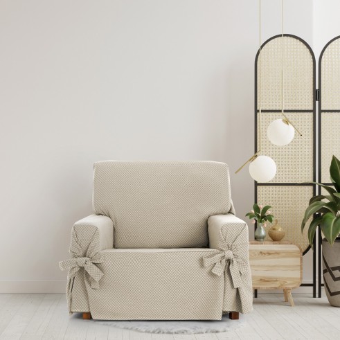 Funda Sillón Francesca con Lazos | Geometría decorativa | Protección completa | Tacto suave | Lavable a máquina