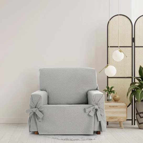 Funda Sillón Francesca con Lazos | Geometría decorativa | Protección completa | Tacto suave | Lavable a máquina
