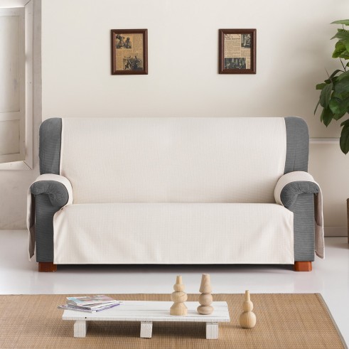 Cubre Sofá Bianca | Tejido algodón con bolsillos | Protección útil | Diseño decorativo | Lavado práctico