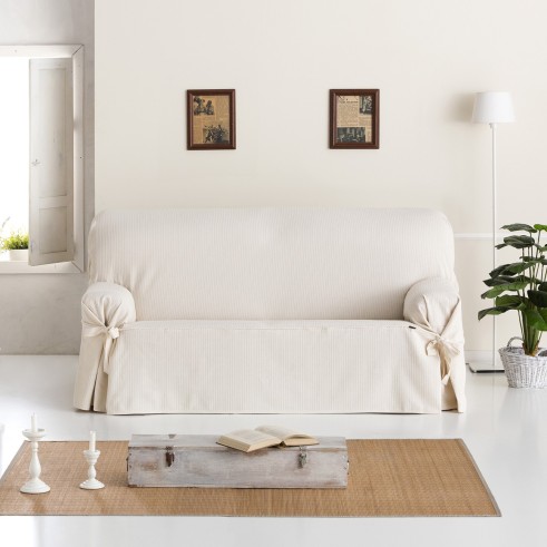 Funda Sofá Bianca con Lazos | Diseño clásico | Textura geométrica | Ajuste elegante | Lavado fácil