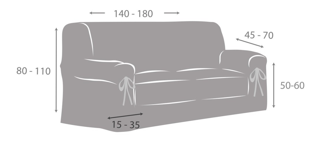 Funda Sofá con Lazos Constanza | Tejido Chevron no elástico | Ajuste decorativo clásico | Lavable fácil