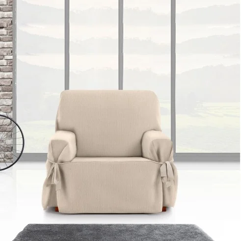 Funda Sillón con Lazos Mid | Líneas sutiles | Ajuste decorativo moderno | Protección cómoda