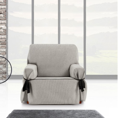 Funda Sillón con Lazos Mid | Líneas sutiles | Ajuste decorativo moderno | Protección cómoda