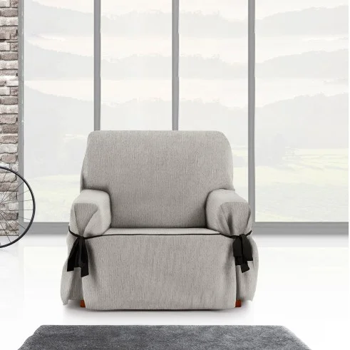 Funda Sillón con Lazos Mid | Líneas sutiles | Ajuste decorativo moderno | Protección cómoda