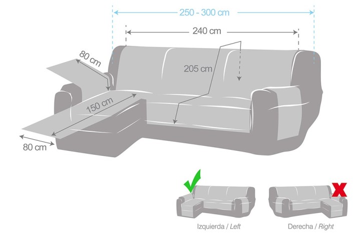 Cubre Chaise Longue Mid | Tejido de líneas verticales | Protección parcial elegante | Lavable en lavadora