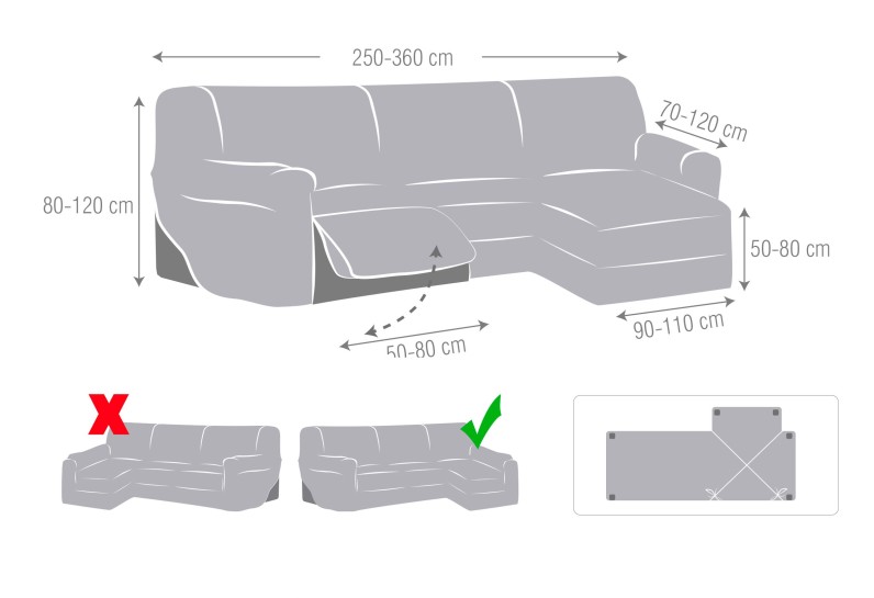 Funda superelástica para chaise longue relax modelo Roc