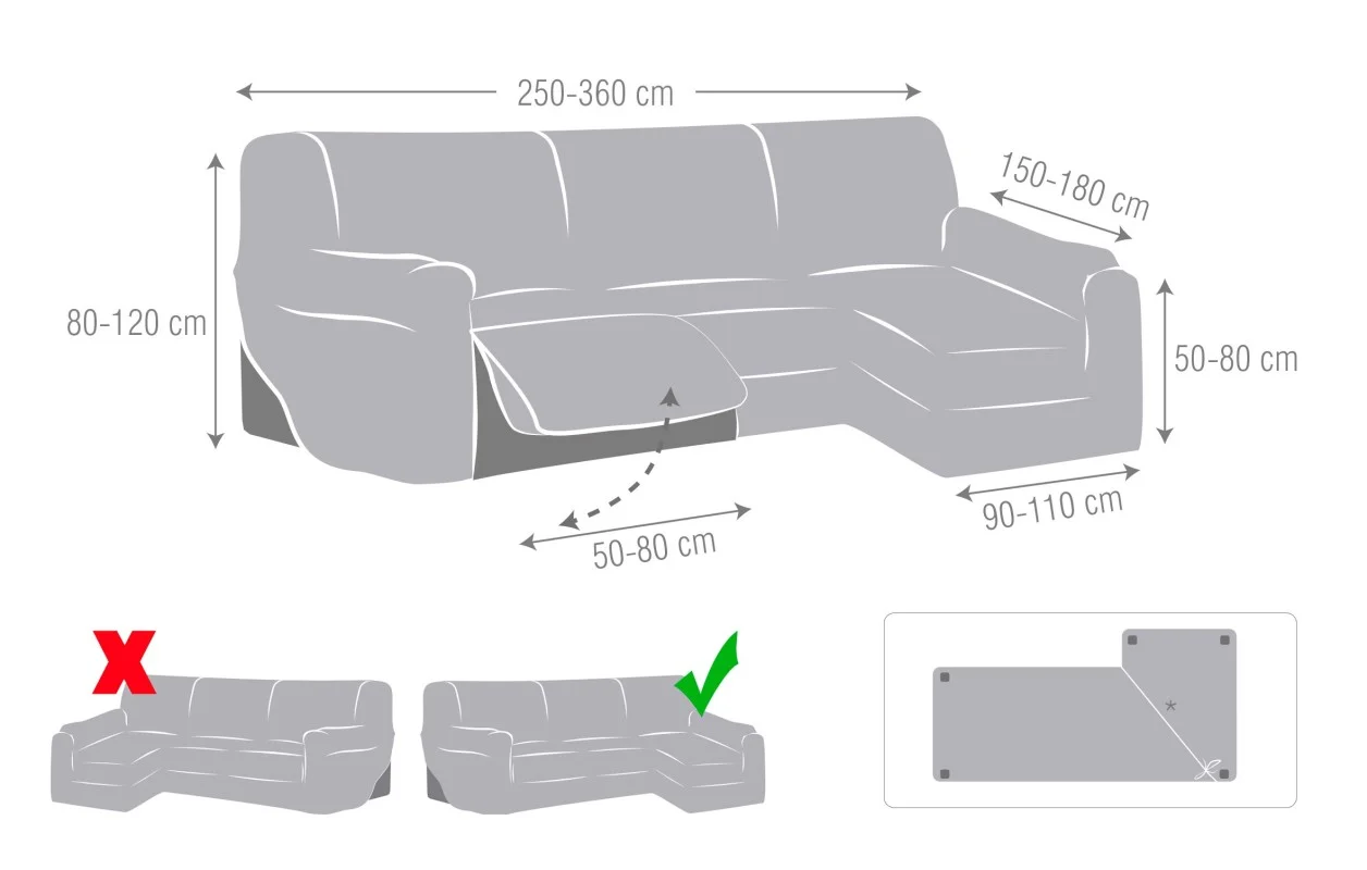 Funda superelástica para chaise longue relax modelo Roc Funda superelástica para chaise longue relax modelo Roc