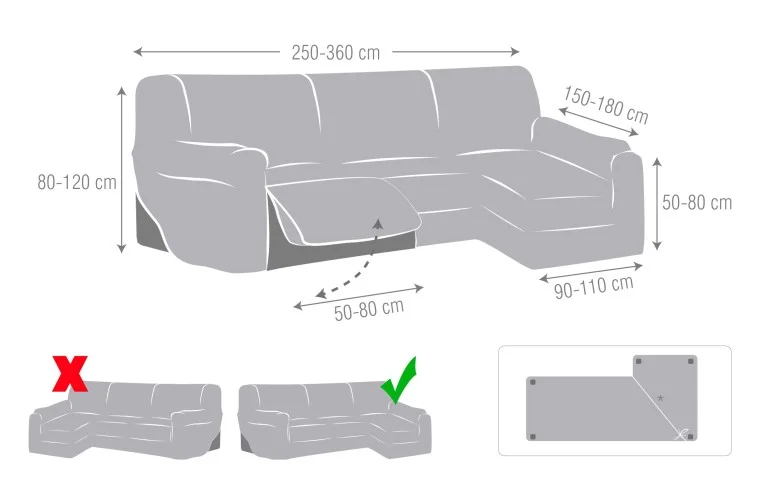 Funda superelástica para chaise longue relax modelo Roc