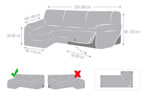 Funda superelástica para chaise longue relax modelo Roc