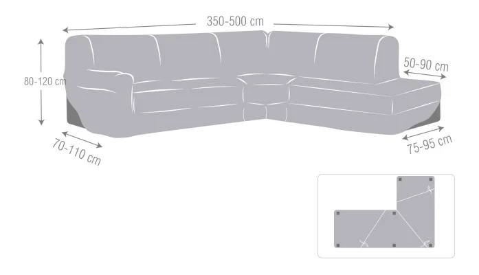 Funda superelástica para Chaise Longue rinconero modelo Roc