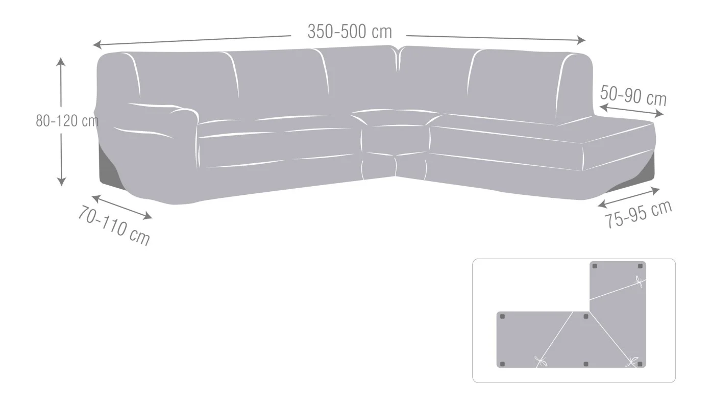Funda superelástica para Chaise Longue rinconero modelo Roc Funda superelástica para Chaise Longue rinconero modelo Roc