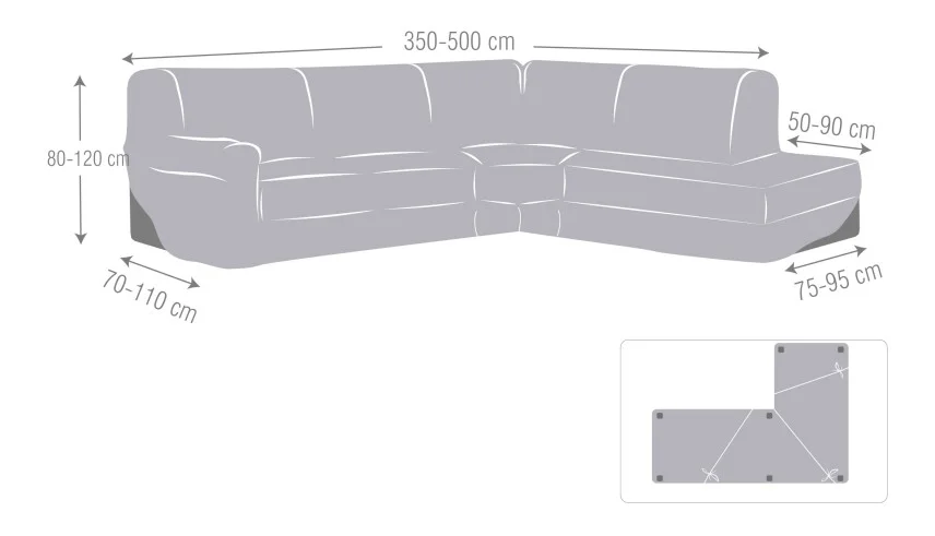 Funda superelástica para Chaise Longue rinconero modelo Roc