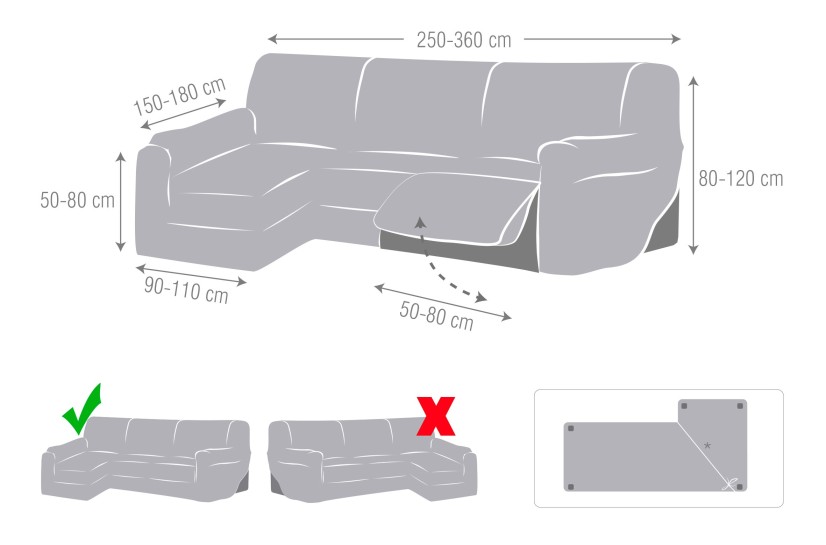 Funda superelástoca para chaise longue relax modelo Jaz