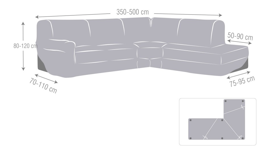 Funda superelástica para Chaise Longue rinconero modelo Jaz