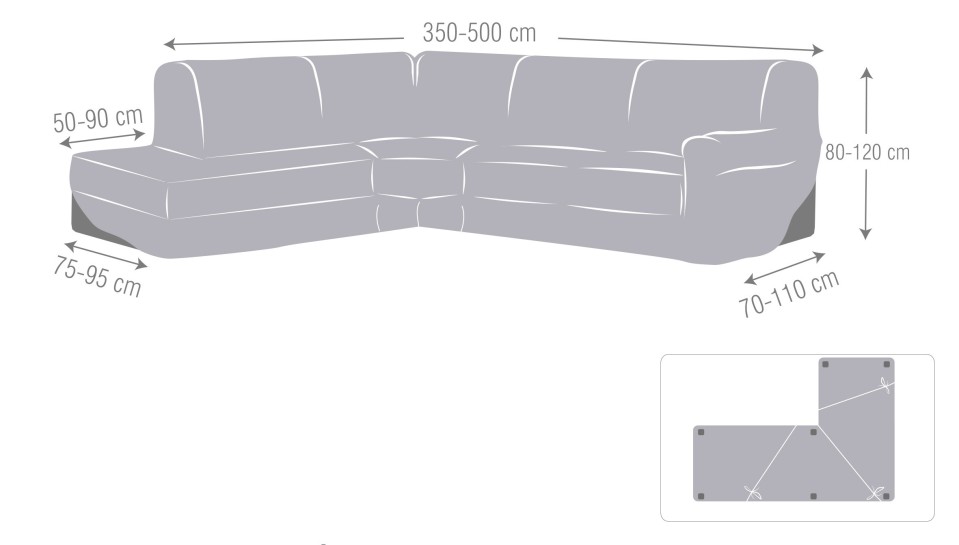 Funda superelástica para Chaise Longue rinconero modelo Jaz