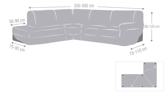Funda superelástica para Chaise Longue rinconero modelo Jaz