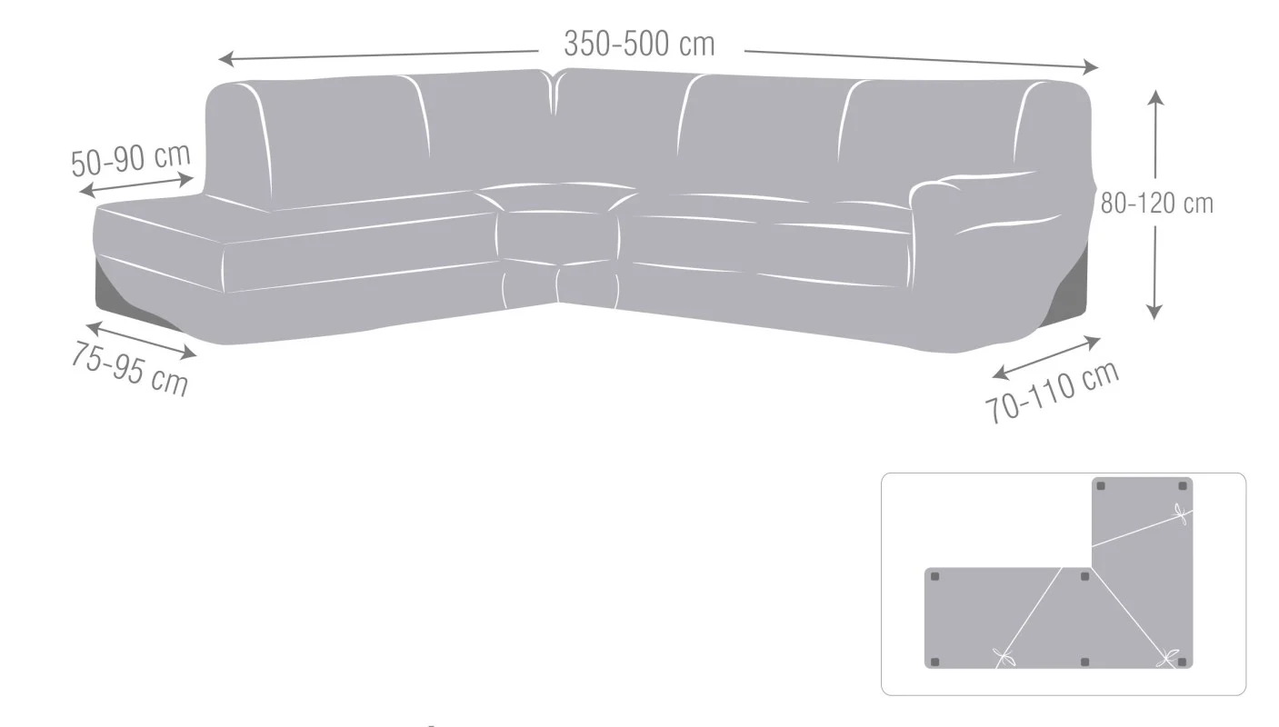 Funda superelástica para Chaise Longue rinconero modelo Jaz Funda superelástica para Chaise Longue rinconero modelo Jaz
