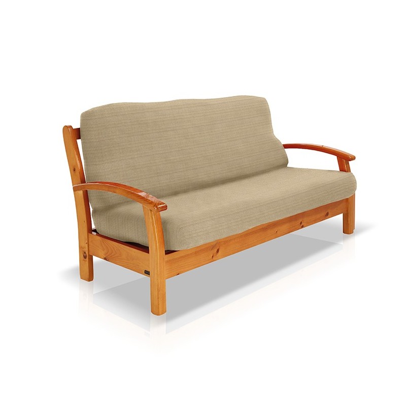 Funda elástica para sofá cama nido con brazos de madera