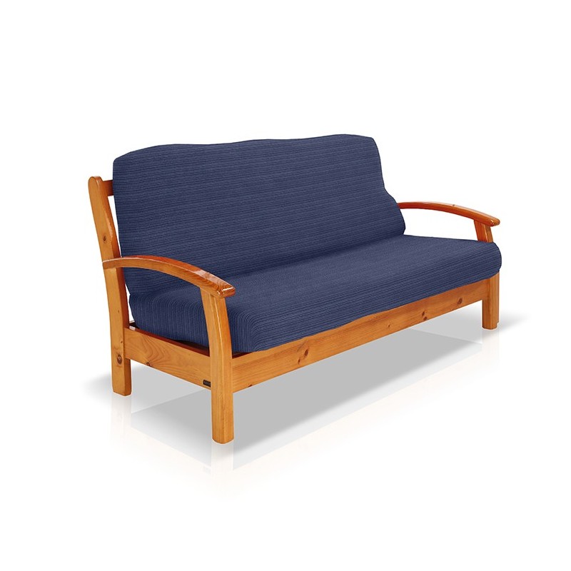 Funda elástica para sofá cama nido con brazos de madera Funda elástica para sofá cama nido con brazos de madera