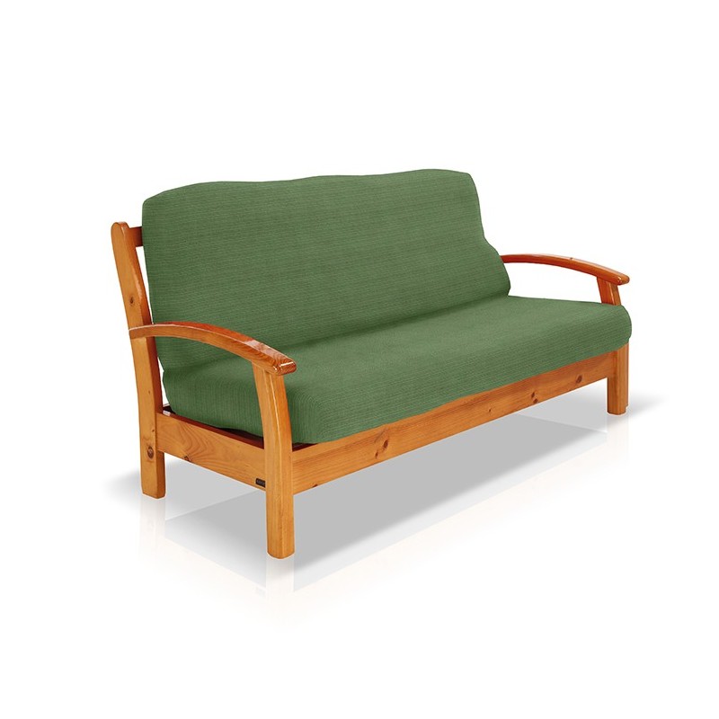 Funda elástica para sofá cama nido con brazos de madera Funda elástica para sofá cama nido con brazos de madera
