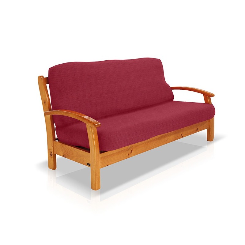Funda elástica para sofá cama nido con brazos de madera Funda elástica para sofá cama nido con brazos de madera