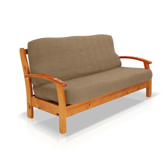 Funda elástica para sofá cama nido con brazos de madera – Modelo Aquiles