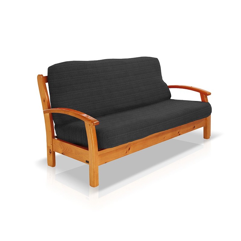 Funda elástica para sofá cama nido con brazos de madera Funda elástica para sofá cama nido con brazos de madera