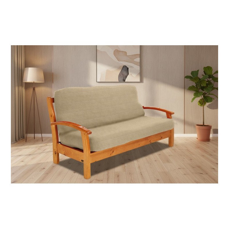 Funda elástica para sofá cama nido con brazos de madera