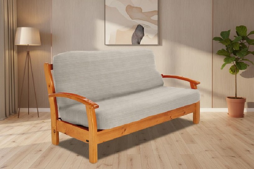Funda elástica para sofá cama nido con brazos de madera – Modelo Aquiles