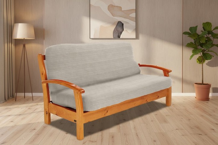 Funda elástica para sofá cama nido con brazos de madera
