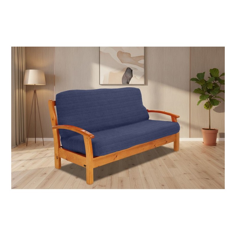 Funda elástica para sofá cama nido con brazos de madera Funda elástica para sofá cama nido con brazos de madera